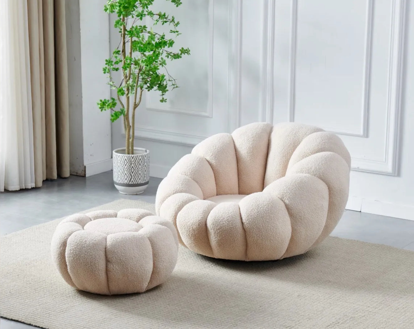 FAUTEUIL PIVOTANT + POUF « COZY »