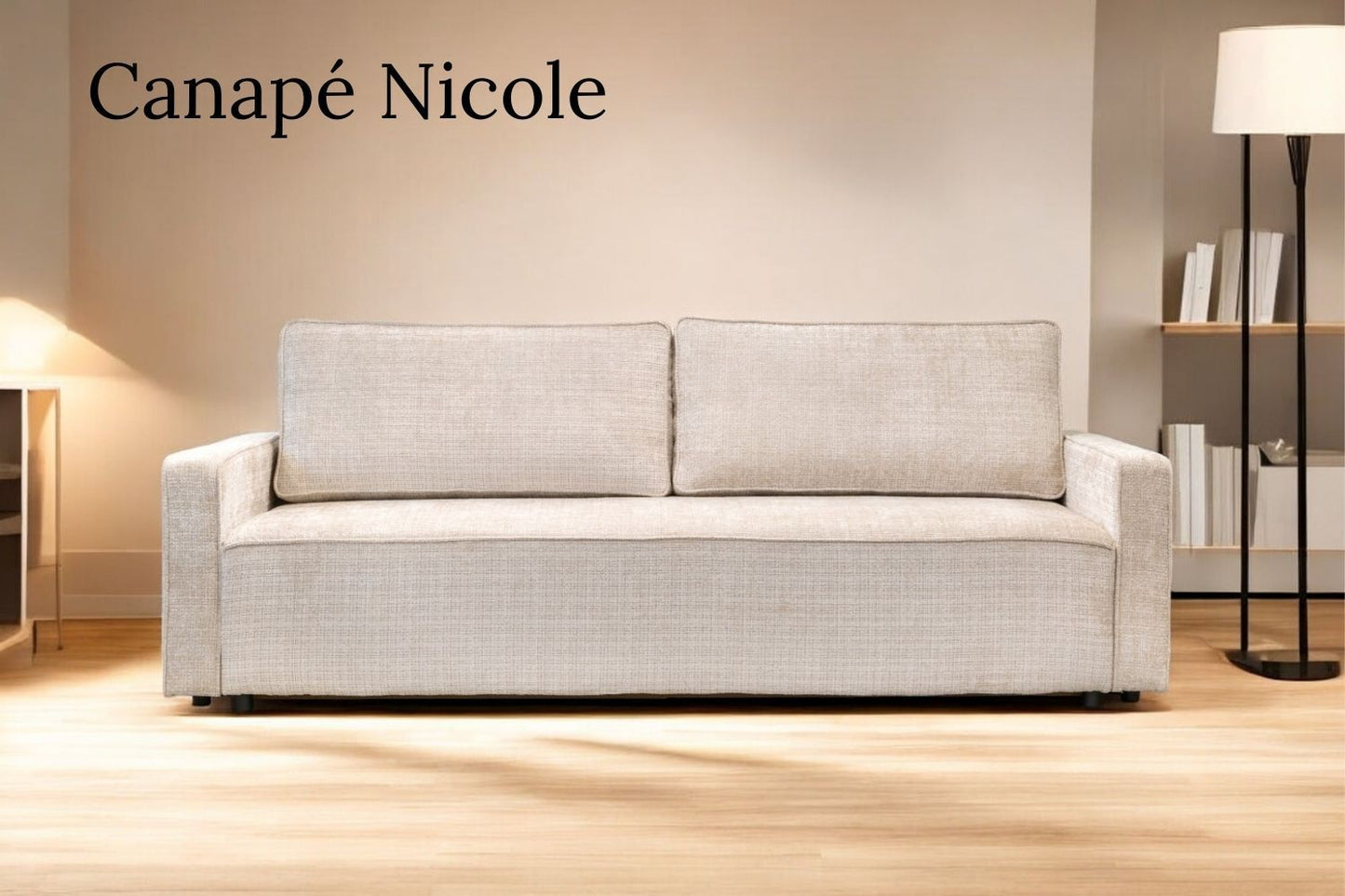 CANAPÉ « NICOLE » CONVERTIBLE GRIS OU BEIGE