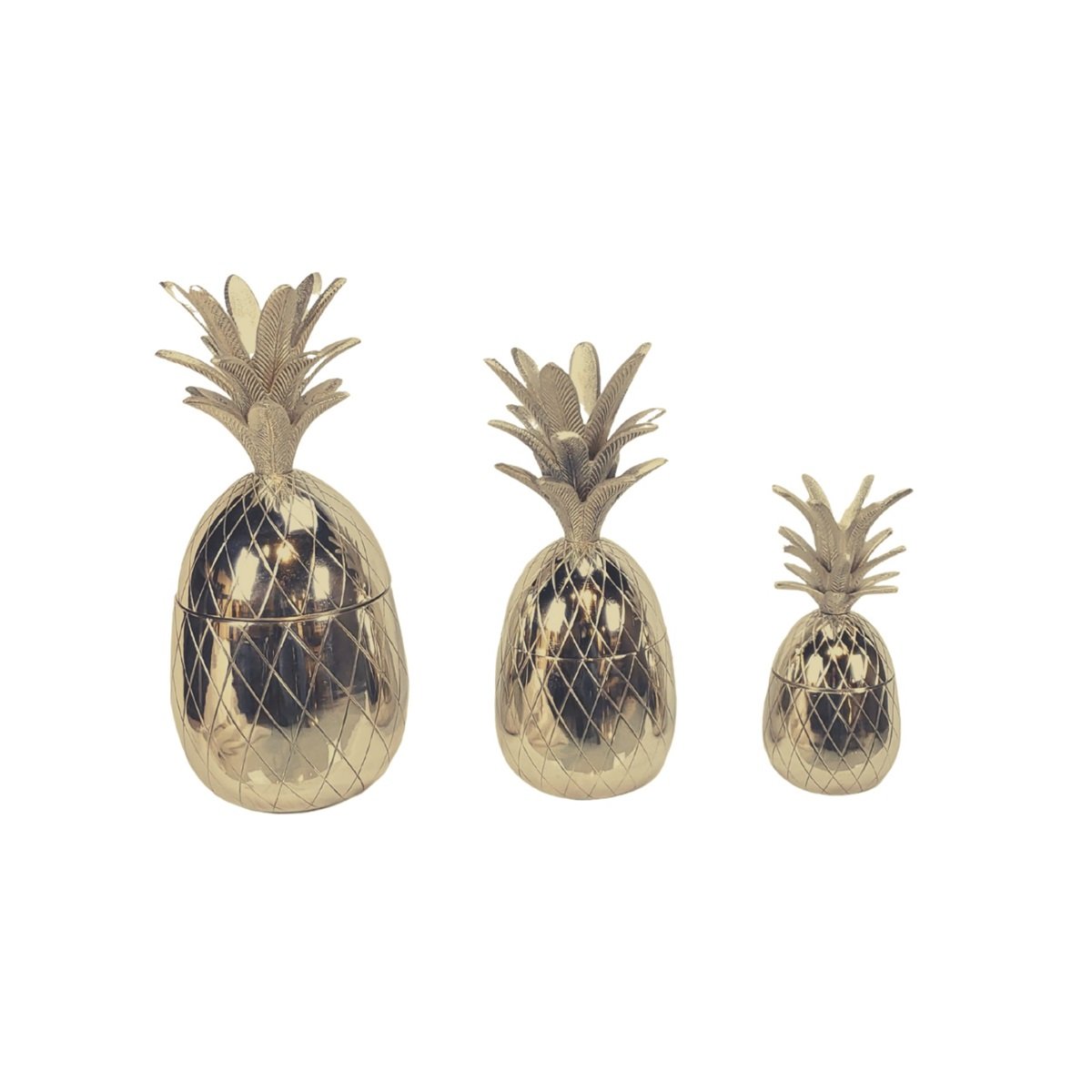 SET DE 3 BOITES ANANAS DORÉS